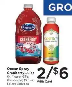 Kroger Ocean Spray Cranberry Juice or GT's Kombucha offer