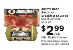 Kroger Jimmy Dean Bacon or Breakfast Sausage offer