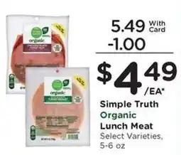 Kroger Simple Truth Organic Lunch Meat offer
