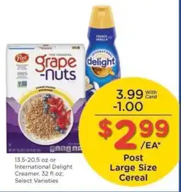 Kroger Post Large Size Cereal offer