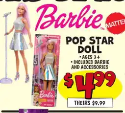 Ollie's BARBIE POP STAR DOLL offer