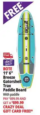 Ocean State Job Lot BOTE 11' x 6 Breeze Gatorshell Trax Paddle Board with Paddle Citron offer