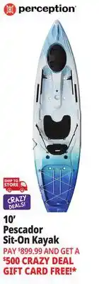 Ocean State Job Lot Perception Pescador 10.0 Fishing Kayak Seaspray offer