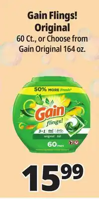 Ocean State Job Lot Gain Flings Oxi Boost and Febreze Original Scent Laundry Detergent Pacs 60 Count offer