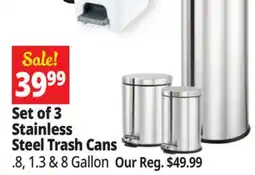 Ocean State Job Lot Sterilite Set of 3 Stainless Steel Trash Cans offer