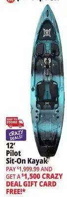 Ocean State Job Lot Perception Pescador Pilot 12.0 Fishing Pedal Kayak Sunset offer