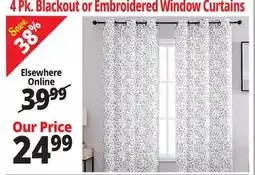 Ocean State Job Lot 4 Pk. Blackout or Embroidered Window Curtains offer