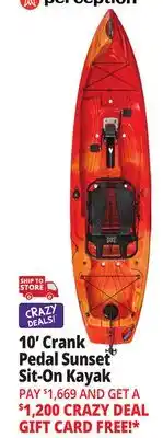 Ocean State Job Lot 10' Crank Pedal Sunset Sit-On Kayak offer