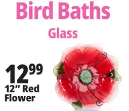 Ocean State Job Lot Bird Baths Glass 12 Red Flower offer