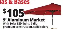 Ocean State Job Lot 9' Aluminum Market Umbrella with Solar LED Lights offer
