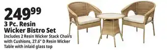 Ocean State Job Lot 3-Piece Resin Wicker Bistro Set Tan offer