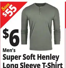 Ocean State Job Lot Men's Super Soft Henley Long Sleeve T-Shirt offer