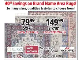 Ocean State Job Lot 40% Savings on Brand Name Area Rugs! offer