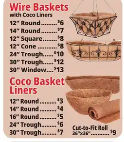 Ocean State Job Lot Wire Baskets and Coco Basket Liners offer