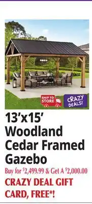 Ocean State Job Lot 13'x15' Woodland Cedar Framed Gazebo offer