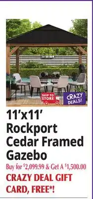 Ocean State Job Lot 11'x11' Rockport Cedar Framed Gazebo offer