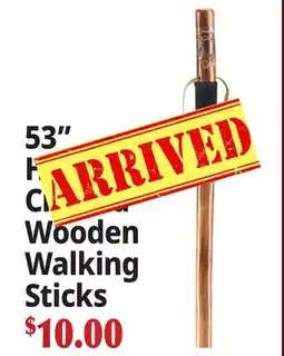 Ocean State Job Lot 53 Hand Crafted Wooden Walking Sticks offer