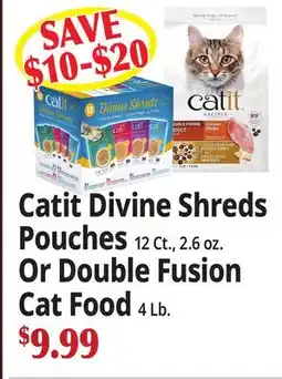 Ocean State Job Lot Catit Divine Shreds Pouches 12 Ct., 2.6 oz. Or Double Fusion Cat Food 4 Lb offer