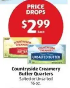 Aldi Countryside Creamery Butter Quarters Salted or Unsalted offer