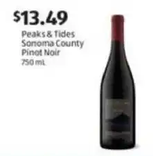 Aldi Peaks & Tides Sonoma County Pinot Noir offer