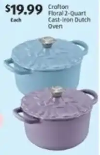 Aldi Crofton Floral2-Quart Cast-Iron Dutch Oven offer