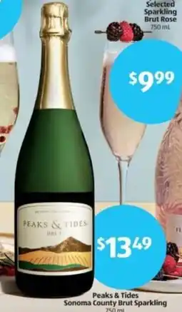 Aldi Peaks & Tides Sonoma County Brut Sparkling offer
