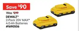 Lowe's 2-Pack 20V MAXF 4.0-Ah Batteries offer