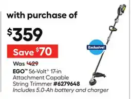 Lowe's 56-VoltG 17-in Attachment Capable String Trimmer offer