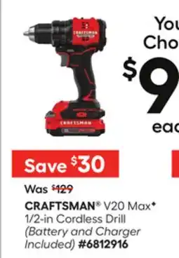 Lowe's CRAFTSMAN V20 MaxF 1/2-in Cordless Drill offer
