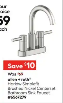 Lowe's Harlow Simplefit Brushed Nickel Centerset Bathroom Sink Faucet offer