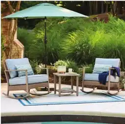 Lowe's 3-Piece Ivy Meadows Patio Conversation Set with blue cushions offer
