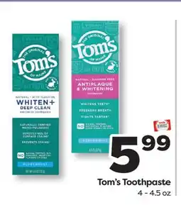Weis Markets Tom's Toothpaste offer