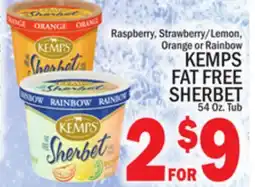 C Town KEMPS FAT FREE SHERBET 54 Oz. Tub offer