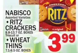 C Town NABISCO RITZ CRACKERS 8.8-13.7 OZ. BOXES, WHEAT THINS 7.1-8.5 OZ. BOXES offer