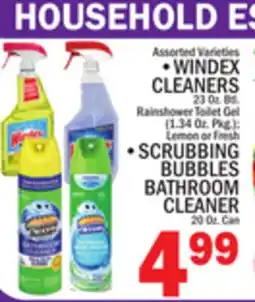 C Town WINDEX CLEANERS 23 Oz. Btl. Rainshower SCRUBBING BUBBLES BATHROOM CLEANER offer