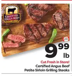 Weis Markets Certified Angus Beef Petite Sirloin Grilling Steaks offer