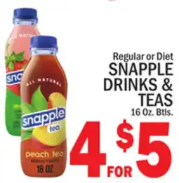C Town SNAPPLE DRINKS & TEAS offer