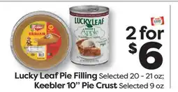 Weis Markets Lucky Leaf Pie Filling Selected 20-21 oz Keebler 10 Pie Crust Selected 9 oz offer