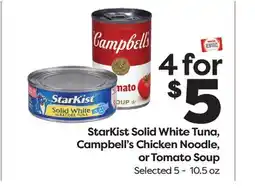 Weis Markets StarKist Solid White Tuna, Campbell's Chicken Noodle, or Tomato Soup offer