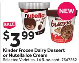 Stop&Shop Kinder Frozen Dairy Dessert or Nutella Ice Cream offer