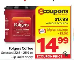 Weis Markets Folgers Coffee offer