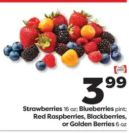 Weis Markets Strawberries 16 oz Blueberries pint Red Raspberries, Blackberries, or Golden Berries 6 oz offer