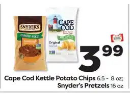 Weis Markets Cape Cod Kettle Potato Chips 6.5-8 oz Snyder's Pretzels 16 oz offer