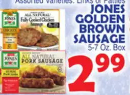 Bravo Supermarkets JONES GOLDEN BROWN SAUSAGE 5-7 Oz. Box offer