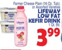 Bravo Supermarkets LIFEWAY LOW FAT KEFIR DRINK offer