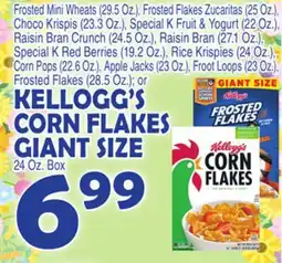 Bravo Supermarkets KELLOGG'S CORN FLAKES GIANT SIZE, 24 Oz. Box offer