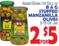 Bravo Supermarkets B & G STUFFED MANZANILLA OLIVES 5.75 Oz. Jar offer