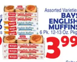 Bravo Supermarkets BAYS ENGLISH MUFFINS 6 Pk. 12-13 Oz. Pkg offer