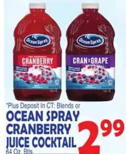 Bravo Supermarkets OCEAN SPRAY CRANBERRY JUICE COCKTAIL offer