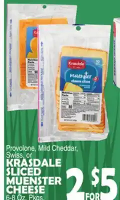 Bravo Supermarkets KRASDALE SLICED MUENSTER CHEESE 6-8 Oz. Pkgs offer